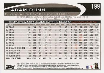 2012 Topps #199 Adam Dunn Back