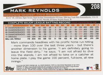 2012 Topps #208 Mark Reynolds Back