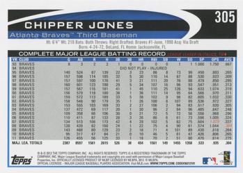2012 Topps #305 Chipper Jones Back