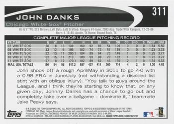 2012 Topps #311 John Danks Back