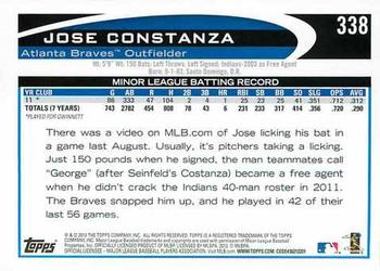 2012 Topps #338 Jose Constanza Back