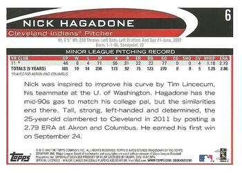 2012 Topps #6 Nick Hagadone Back