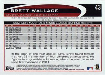 2012 Topps #43 Brett Wallace Back