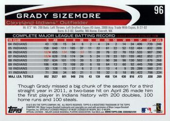2012 Topps #96 Grady Sizemore Back