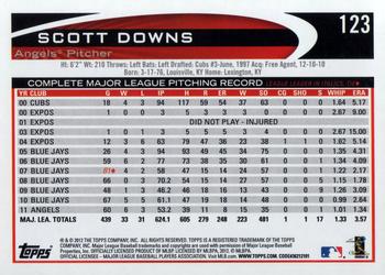 2012 Topps #123 Scott Downs Back