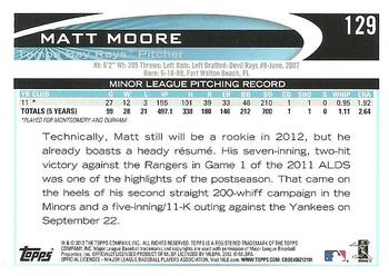 2012 Topps #129 Matt Moore Back