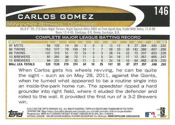 2012 Topps #146 Carlos Gomez Back