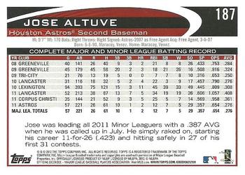 2012 Topps #187 Jose Altuve Back
