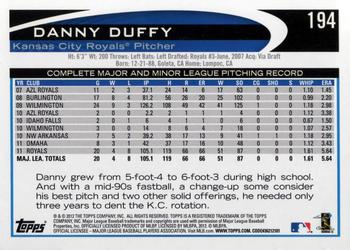 2012 Topps #194 Danny Duffy Back