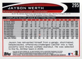 2012 Topps #295 Jayson Werth Back