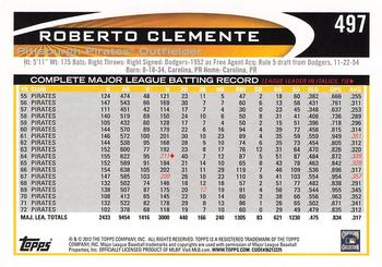 2012 Topps #497 Roberto Clemente Back