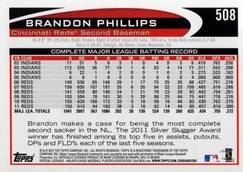 2012 Topps #508 Brandon Phillips Back