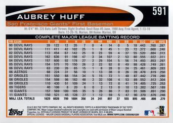 2012 Topps #591 Aubrey Huff Back