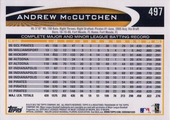 2012 Topps #497 Andrew McCutchen Back