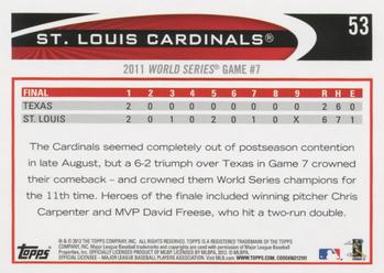 2012 Topps #53 St. Louis Cardinals Back