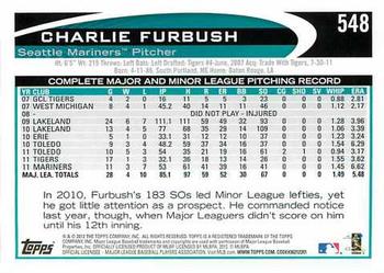 2012 Topps #548 Charlie Furbush Back