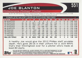 2012 Topps #551 Joe Blanton Back