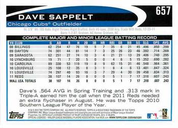 2012 Topps #657 Dave Sappelt Back