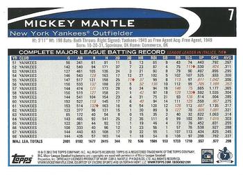 2012 Topps #7 Mickey Mantle Back