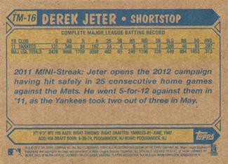 2012 Topps - 1987 Topps Minis #TM-16 Derek Jeter Back