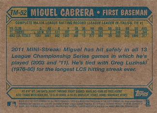 2012 Topps - 1987 Topps Minis #TM-52 Miguel Cabrera Back