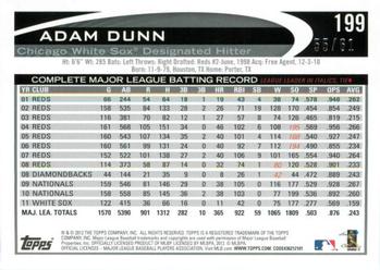 2012 Topps - Black #199 Adam Dunn Back