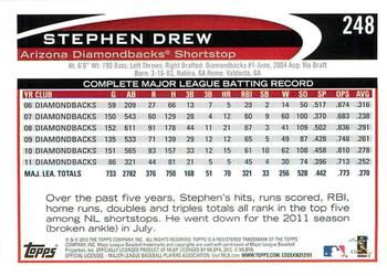 2012 Topps - Gold Sparkle #248 Stephen Drew Back