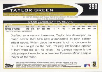 2012 Topps - Gold Sparkle #390 Taylor Green Back