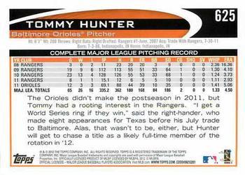 2012 Topps - Gold Sparkle #625 Tommy Hunter Back