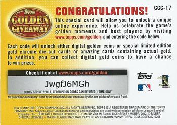 2012 Topps - Golden Giveaway Code Cards #GGC-17 Tim Lincecum Back