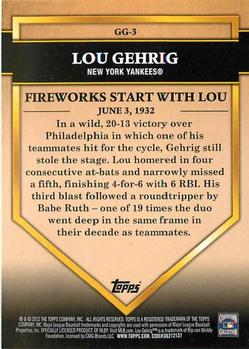 2012 Topps - Golden Greats #GG-3 Lou Gehrig Back