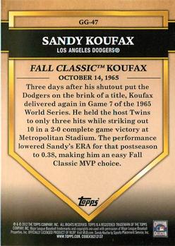 2012 Topps - Golden Greats #GG-47 Sandy Koufax Back
