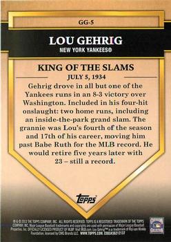 2012 Topps - Golden Greats #GG-5 Lou Gehrig Back