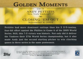2012 Topps - Golden Moments (Series 1) #GM-19 Andy Pettitte Back