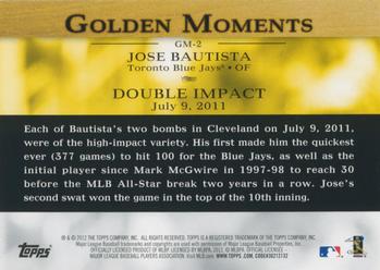 2012 Topps - Golden Moments (Series 1) #GM-2 Jose Bautista Back