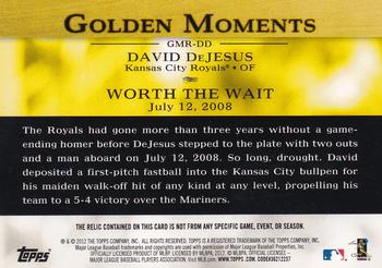 2012 Topps - Golden Moments Relics #GMR-DD2 David DeJesus Back