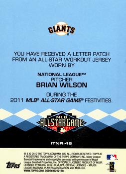 2012 Topps - In the Name #ITNR-46 Brian Wilson Back