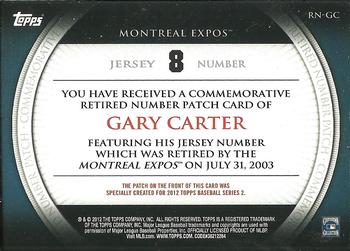 2012 Topps - Retired Number Patches #RN-GC Gary Carter Back