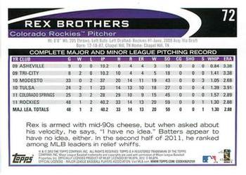 2012 Topps - Red #72 Rex Brothers Back