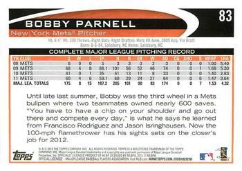 2012 Topps - Red #83 Bobby Parnell Back