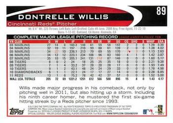 2012 Topps - Red #89 Dontrelle Willis Back