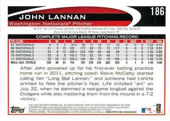 2012 Topps - Red #186 John Lannan Back