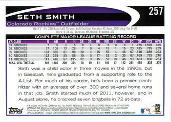 2012 Topps - Red #257 Seth Smith Back