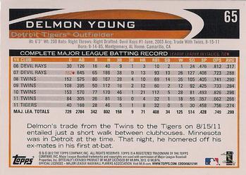 2012 Topps - Red #65 Delmon Young Back