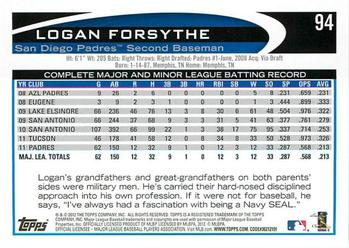 2012 Topps - Red #94 Logan Forsythe Back