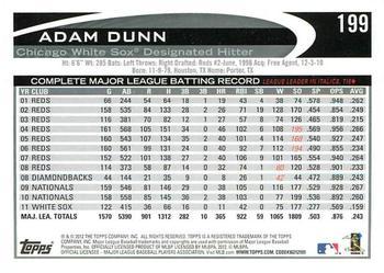 2012 Topps - Blue #199 Adam Dunn Back