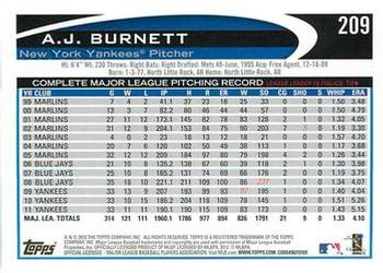 2012 Topps - Blue #209 A.J. Burnett Back