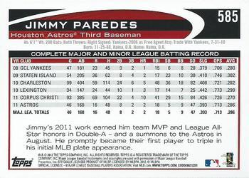 2012 Topps - Blue #585 Jimmy Paredes Back