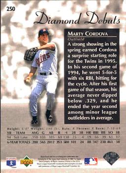 1995 Upper Deck #250 Marty Cordova Back