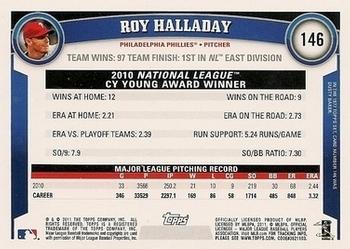2011 Topps - Cognac Diamond Anniversary #146 Roy Halladay Back